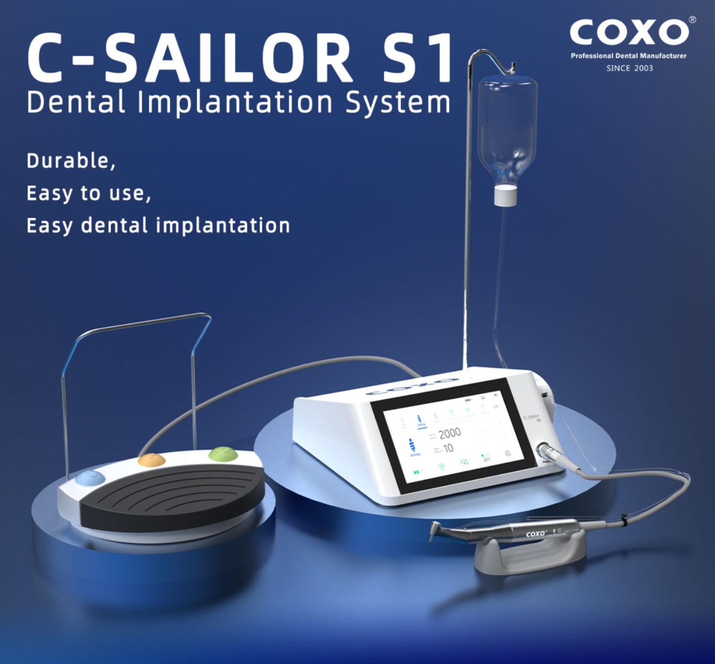 Coxo C-Sailor S1 Dental Implant Motors / Physiodispensers with CX235C7-3S + CX235C6-22 Contra Angle Handpiece